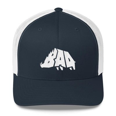 Hat - B.A.D. Boar - Mesh Hat - Navy & White