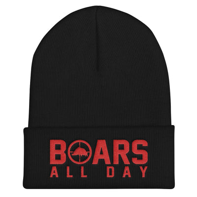 Hat - Boar In The Crosshairs - Beanie - Black & Red