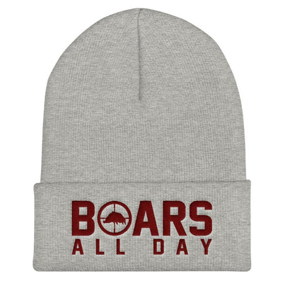 Hat - Boar In The Crosshairs - Beanie - Grey & Maroon