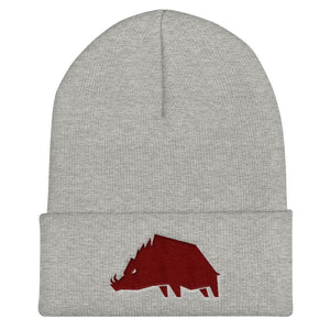 Hat - Boar Logo - Beanie - Grey & Maroon